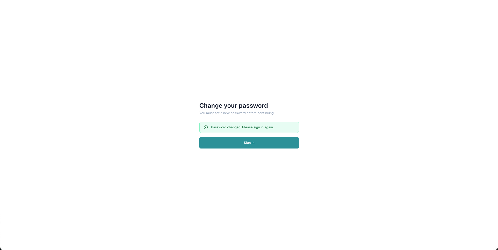 Password changed confirmation