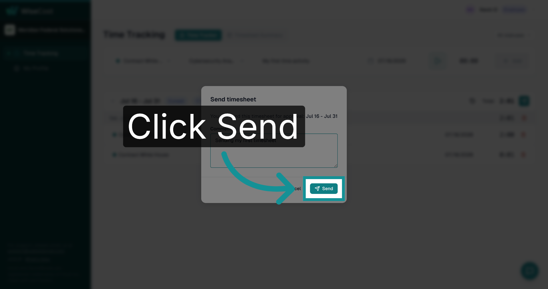 Send timesheet confirmation dialog
